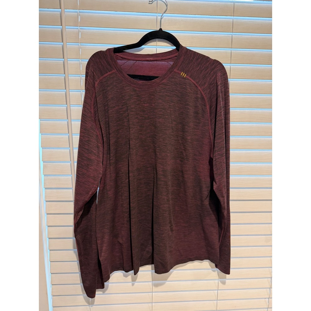 Lululemon Metal Vent Tech Long Sleeve Shirt Mens XXL Maroon Space Dye Running